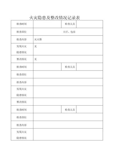 火灾隐患及整改情况记录表