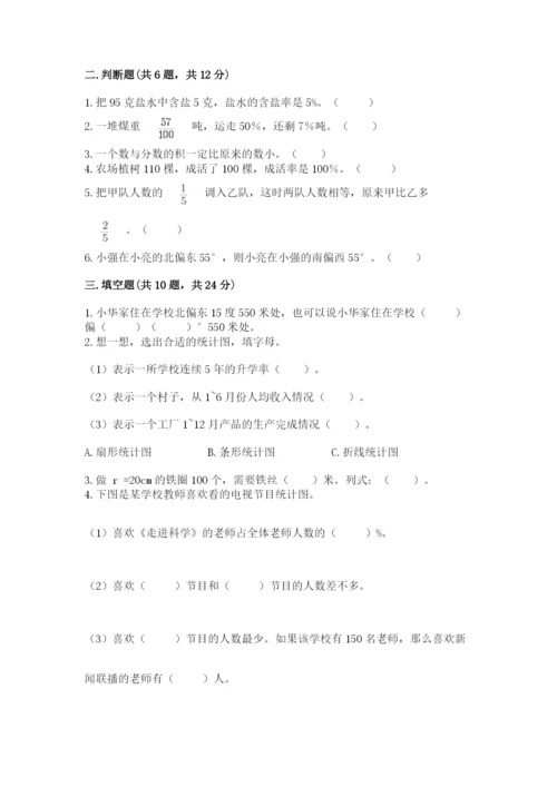 2022年人教版六年级上册数学期末测试卷及参考答案1套.docx