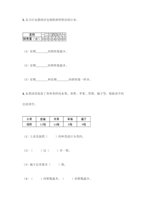 人教版二年级下册数学第一单元-数据收集整理-测试卷及答案(基础+提升).docx