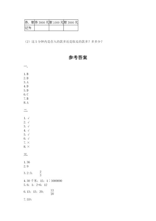 人教版数学六年级下册试题期末模拟检测卷及答案【名校卷】.docx