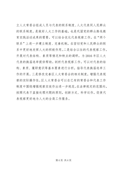 关于加强和优化人大代表视察工作的思考.docx