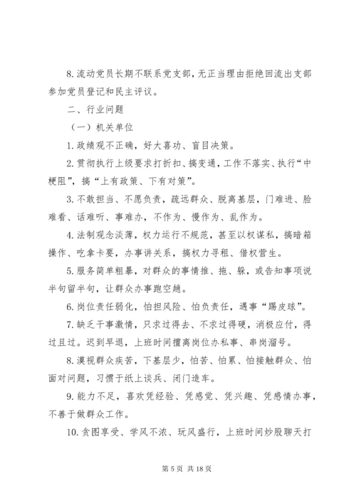 专题组织生活会和民主评议党员问题清单.docx