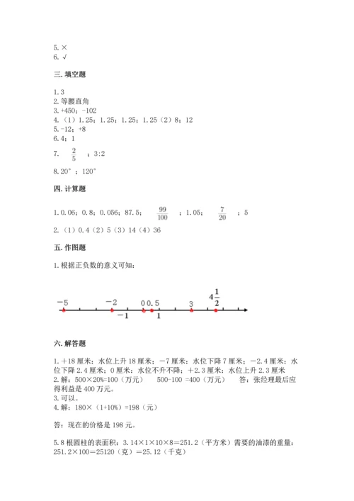 小学数学试卷六年级下册期末测试卷含答案【a卷】.docx