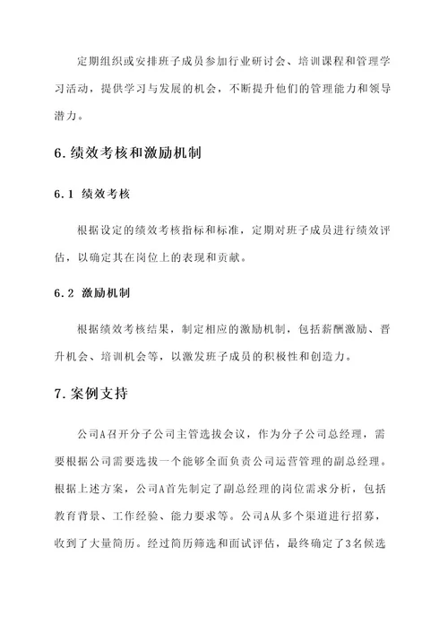 分子公司班子成员选拔方案