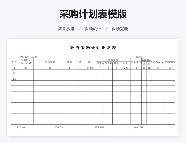 采购计划表模版