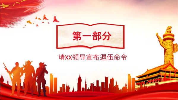 退伍老兵欢送会战友情退伍光荣PPT模板