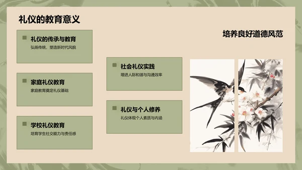 蓝色水墨风文化礼仪PPT模板