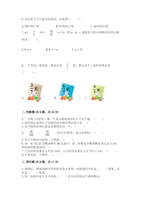 六年级上册数学期末测试卷带答案（考试直接用）.docx