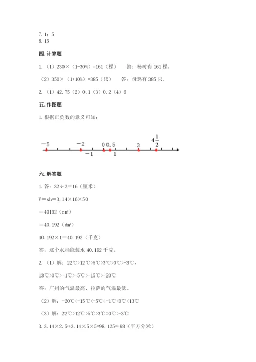 重庆市大渡口区六年级下册数学期末测试卷及1套完整答案.docx