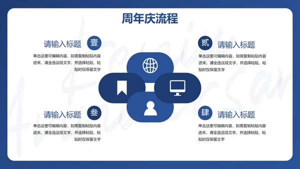 简约高级蓝色公司周年庆活动策划PPT模板