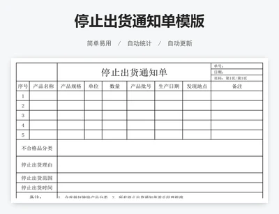 停止出货通知单模版