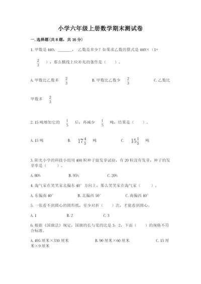 小学六年级上册数学期末测试卷（易错题）word版.docx