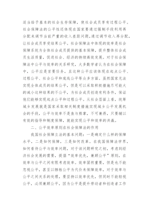 公平与效率原则在我国社会保障法中的价值定位探讨论文.docx