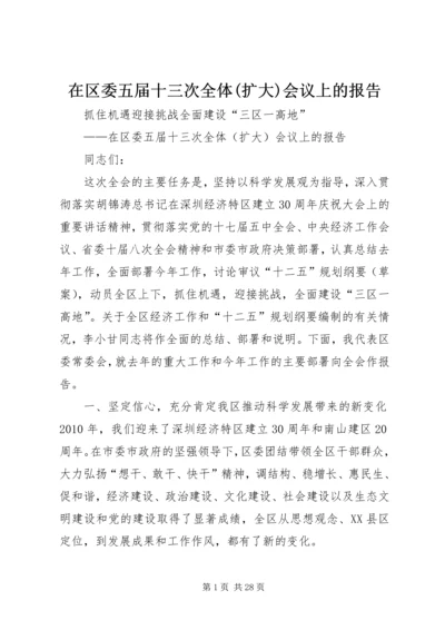 在区委五届十三次全体(扩大)会议上的报告.docx