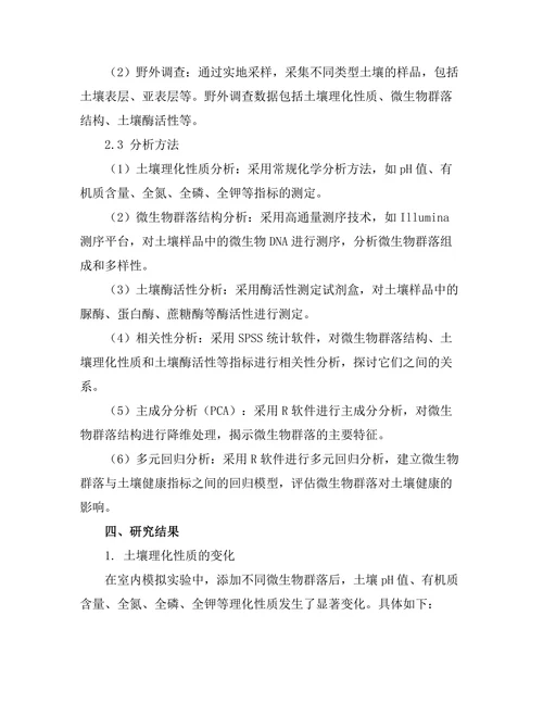 微生物群落对土壤健康的影响研究