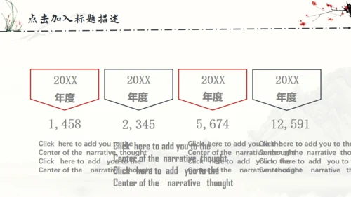 中国风梅花兰花山水通用PPT模板