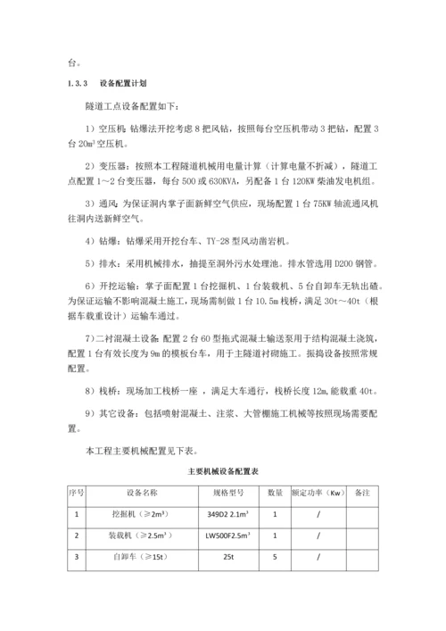 隧道工程资源配置计划.docx