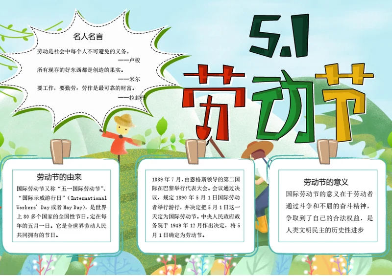 五一劳动节word小报