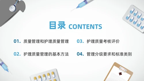 蓝色简约护理质量标准管理PPT模板宣传PPT动态PPT质量管理