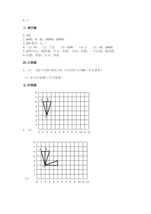 人教版小学五年级下册数学期末卷（中心小学）.docx