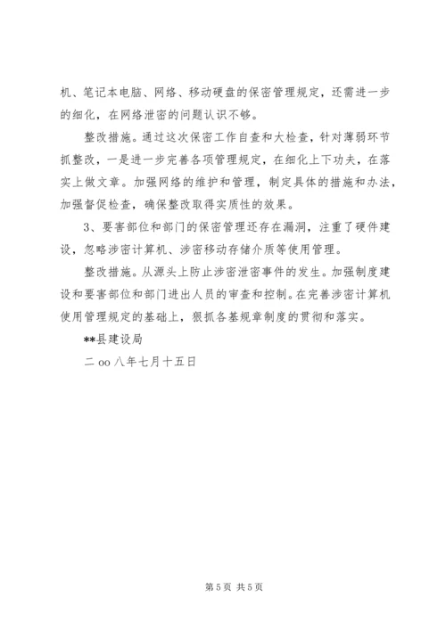 县建设局保密工作自查情况汇报 (4).docx