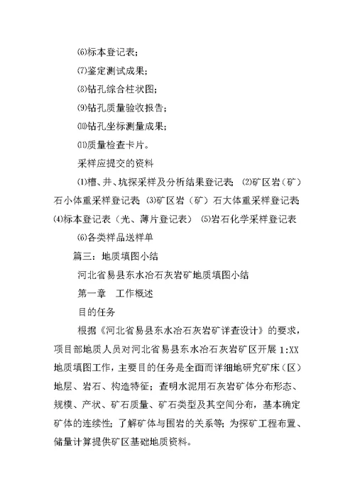 地质填图工作总结