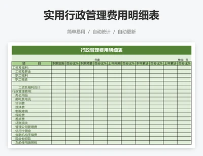 实用行政管理费用明细表