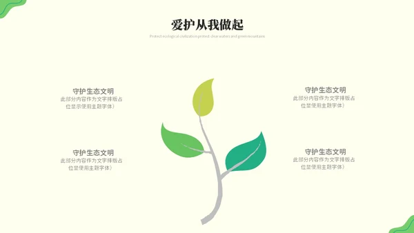 绿色清新简约生态文明节能环保低碳出行保护环境PPT模板