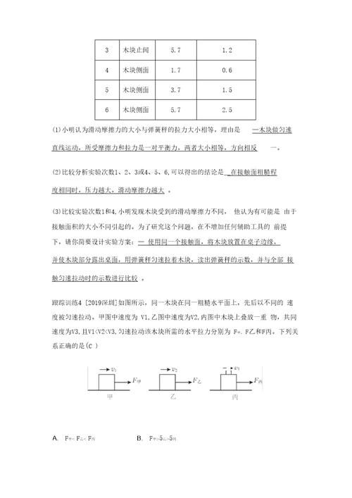 2020届九年级中考复习浙教版科学讲义设计：七年级下册2力