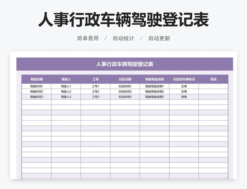 人事行政车辆驾驶登记表
