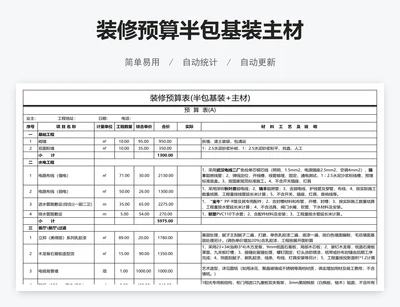 装修预算半包基装主材