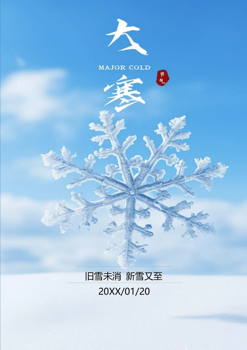 旧雪未消新雪又至大寒节气海报