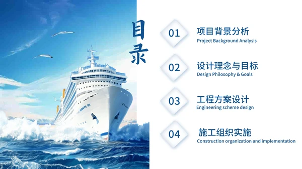 蓝色商务风海洋工程毕业答辩ppt模板
