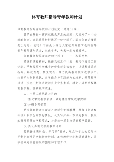 体育教师指导青年教师计划.docx