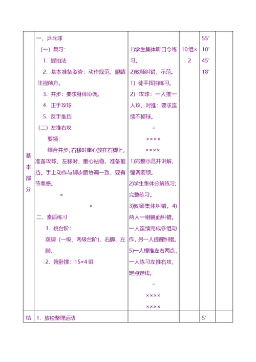 教案及说课稿-小学乒乓球拓展课教案