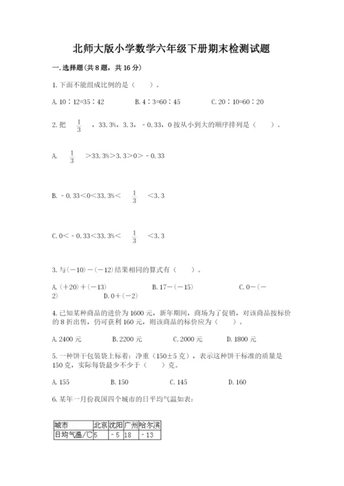 北师大版小学数学六年级下册期末检测试题（b卷）.docx