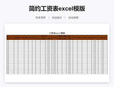 简约工资表excel模版