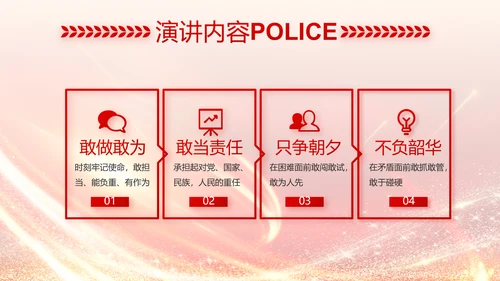 红色公安民警风采展示PPT动态模板