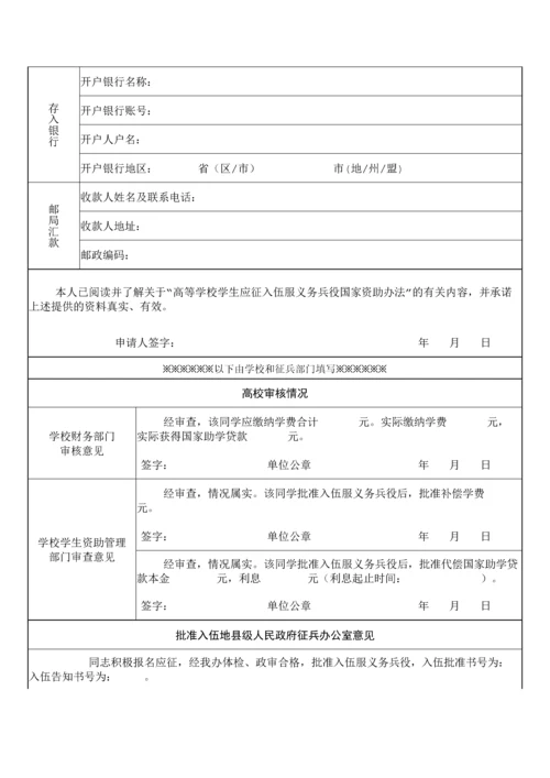 高校学生应征入伍学费补偿国家助学贷款代偿申请表新版.docx