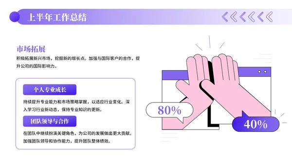 紫色插画风文化传媒企业员工年中总结PPT模板