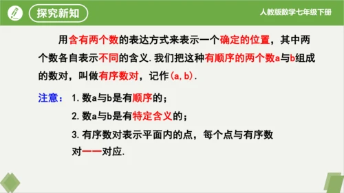 7.1.1 有序数对 课件（共20张PPT）-2023-2024学年七年级数学下册同步精品课堂（人教