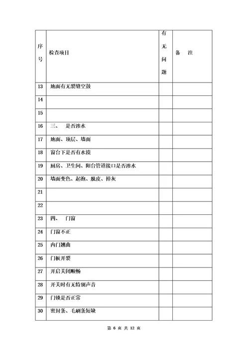 交房验收单三篇