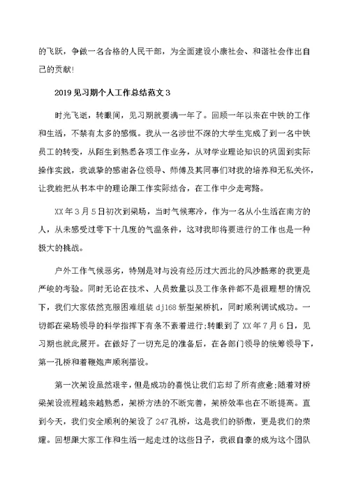 2020见习期个人工作总结范文五篇