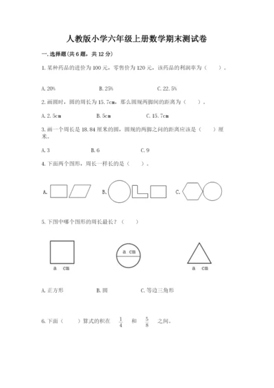 人教版小学六年级上册数学期末测试卷带解析答案.docx