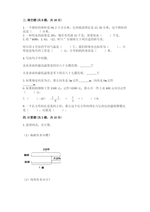 大连市中山区六年级下册数学期末测试卷带答案.docx