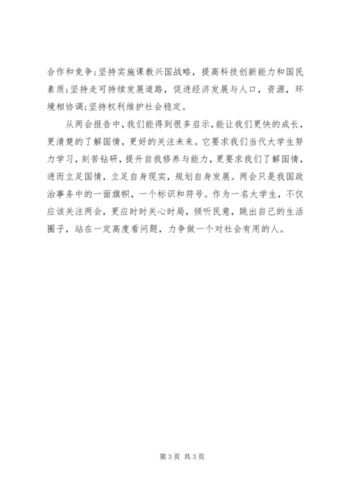 关于XX年两会的思想汇报.docx