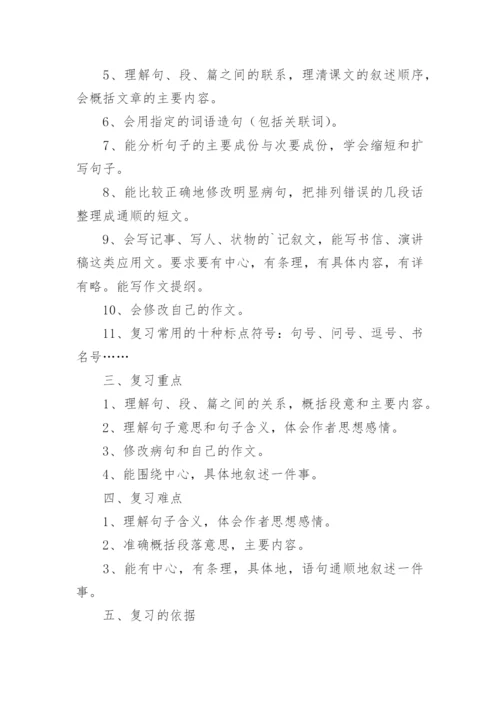 五年级下册语文期末复习计划.docx