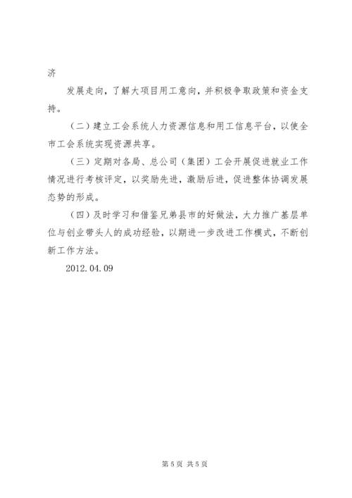 XX县区总工会促进就业工作汇报.docx