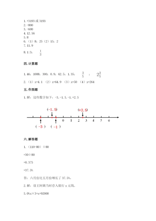 北师大版小学六年级下册数学期末检测试题附参考答案（基础题）.docx