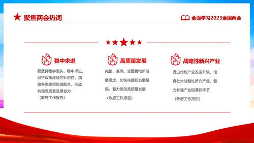 红色飘带大气党课全面学习解读我国两会PPT